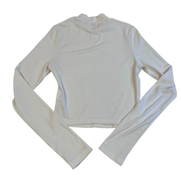 🧁zara cream ribbed long sleeve mock neck top basic minimalist fall layering y2k - Picture 1 of 5